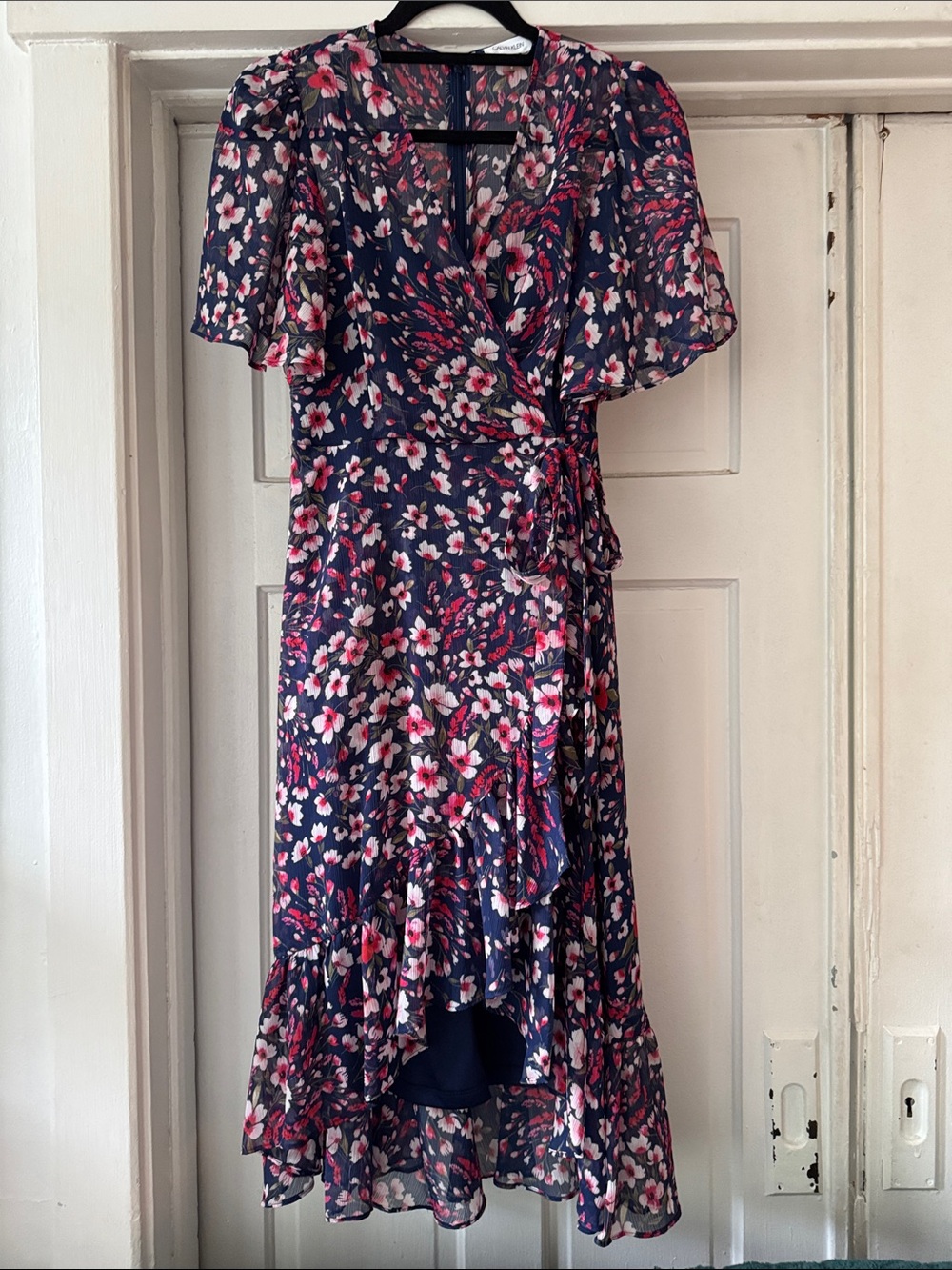 Calvin Klein Floral Navy Wrap Dress